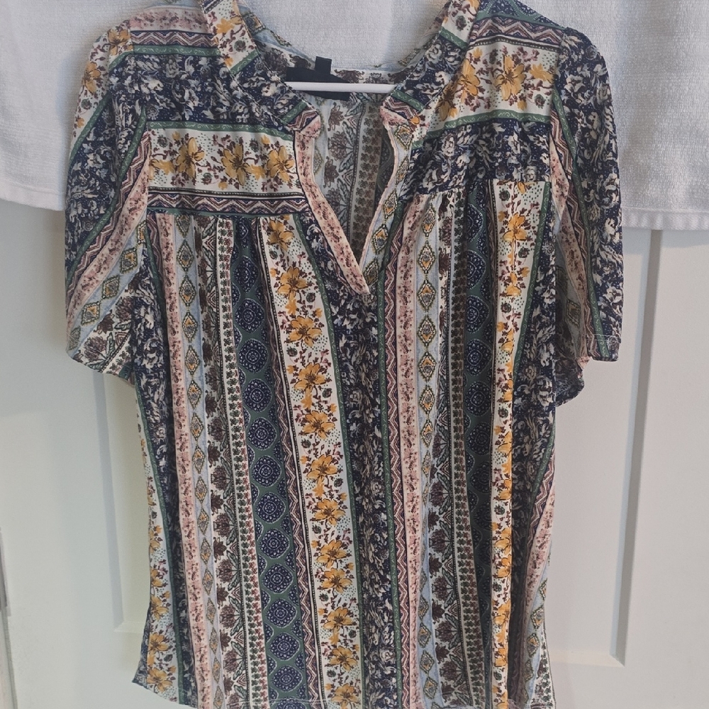 Bohemian Floral Striped Women's Blouse